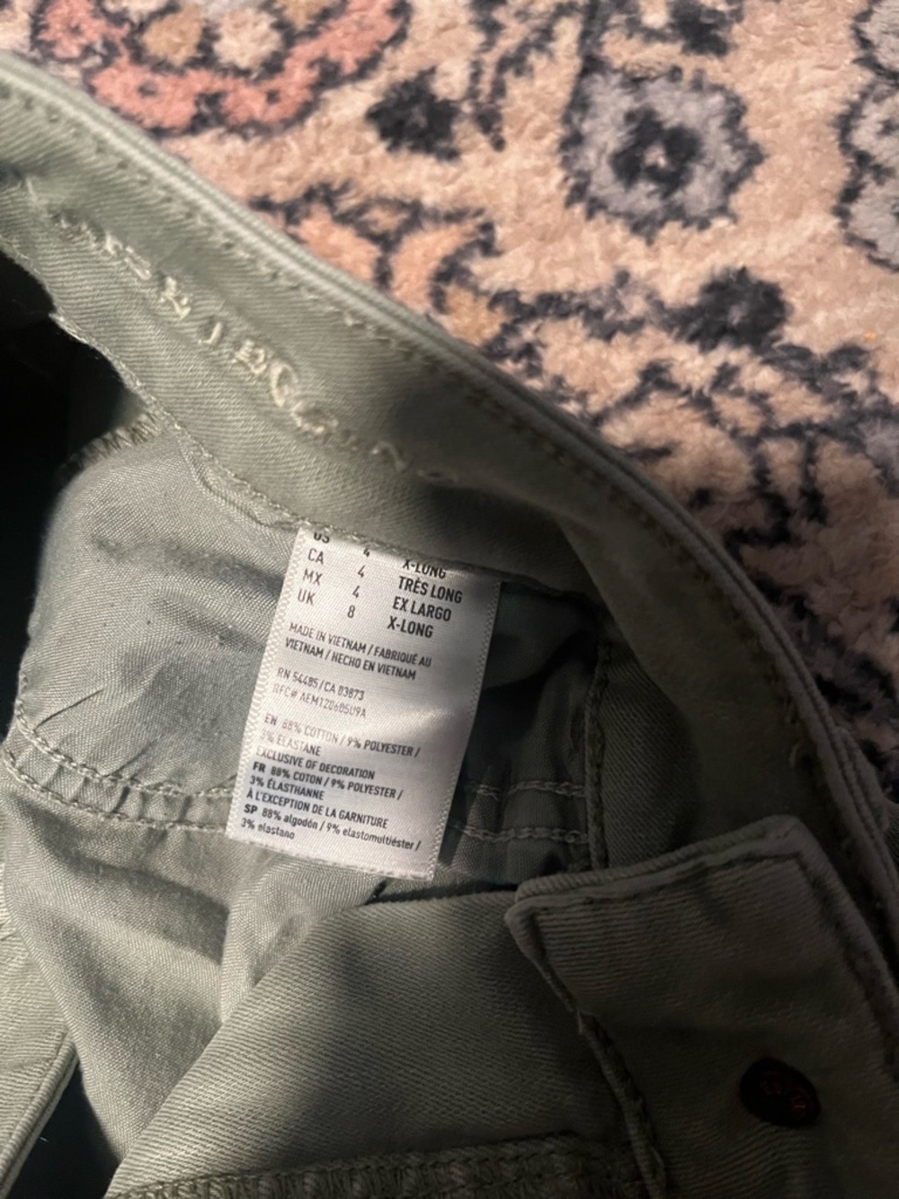 American Eagle Next Level Stretch Green Denim Jeans Size 4 X-long - Picture 3 of 4